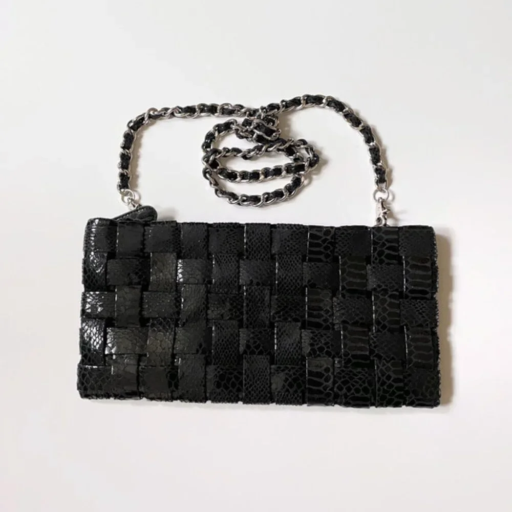 Soft crossbody bag, Checkered design bag with removable chain